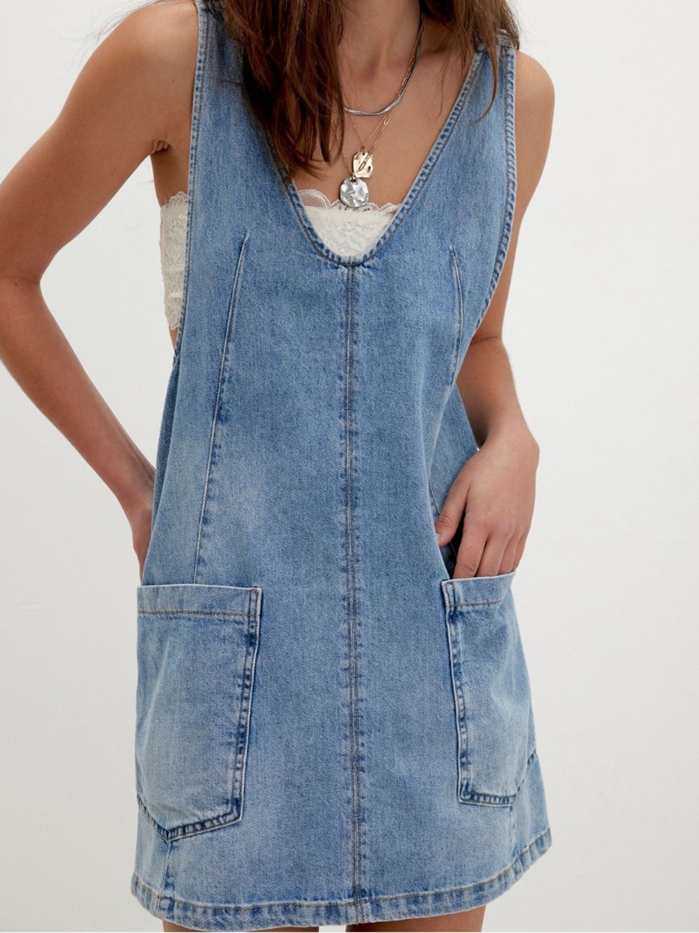 Free People We The Free Light Blue Denim Skirtall